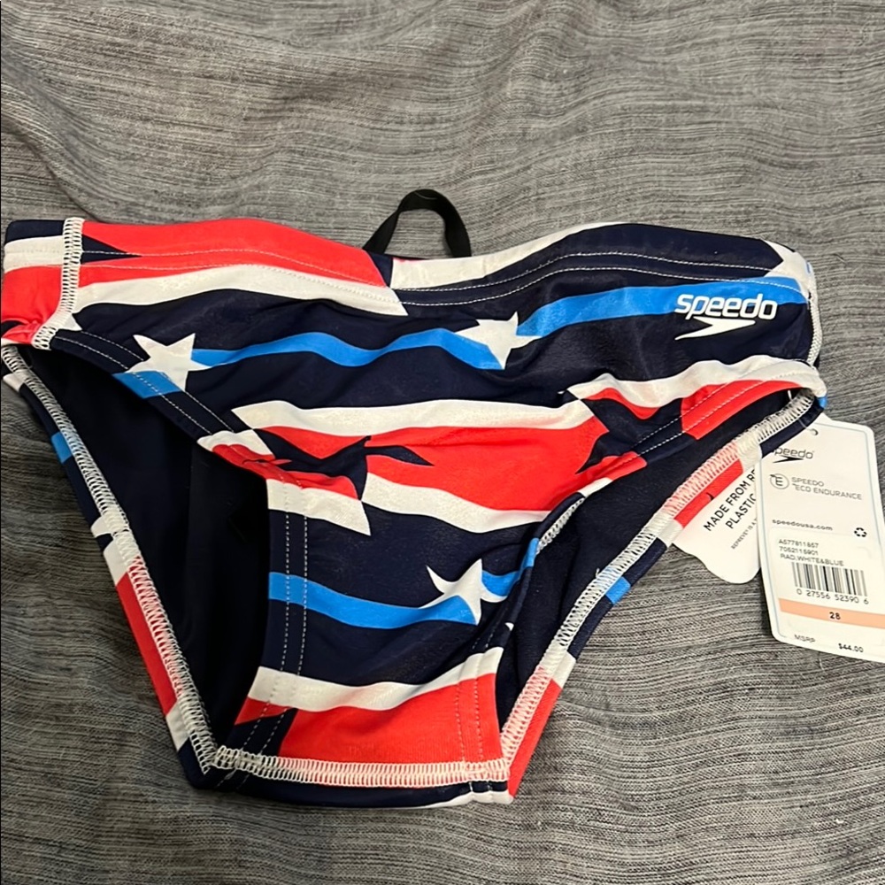 Speedo Eco Endurance Swim Briefs - Red, White, Blue